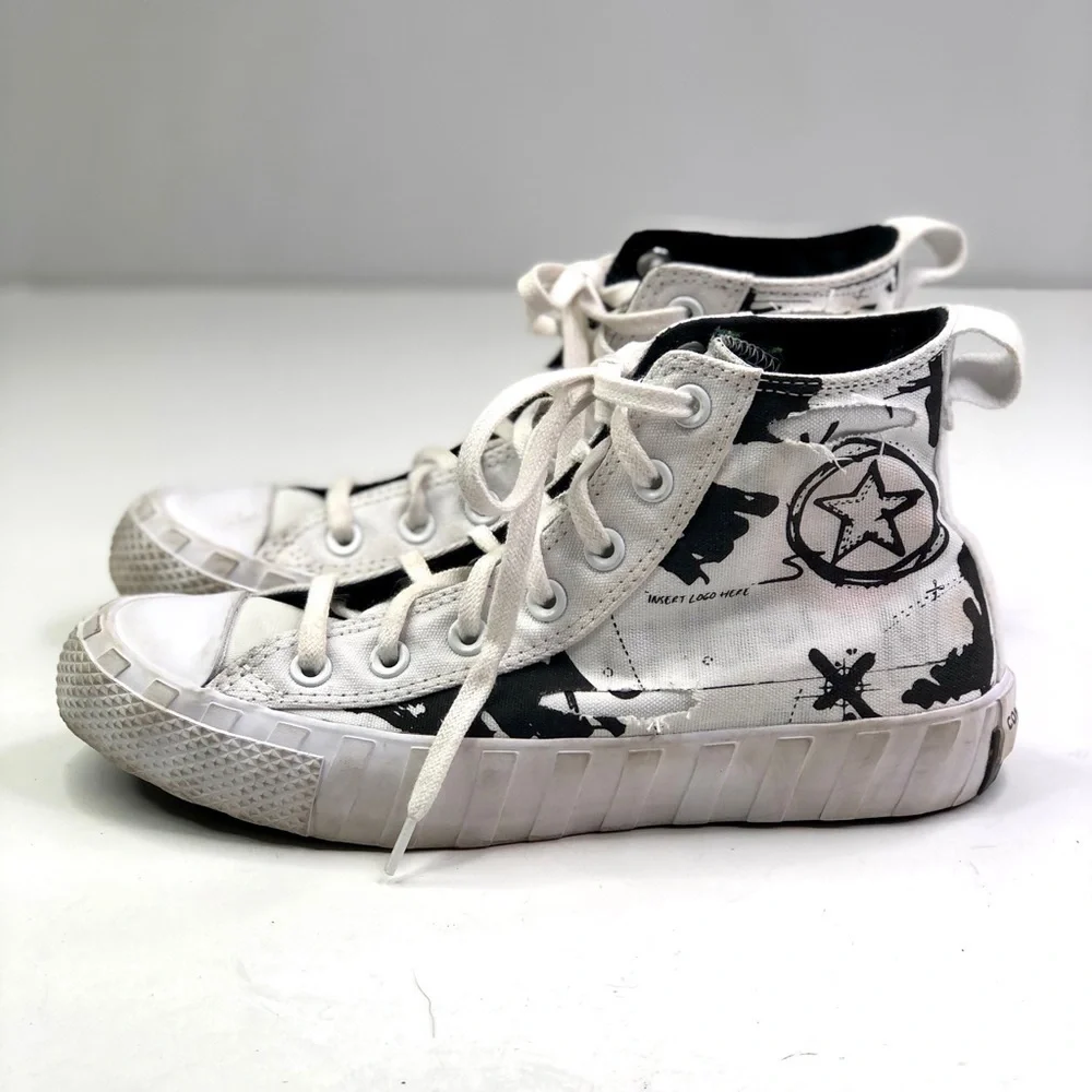 Converse Unt1Tl3D Hi Script Print Black high top sneakers 6